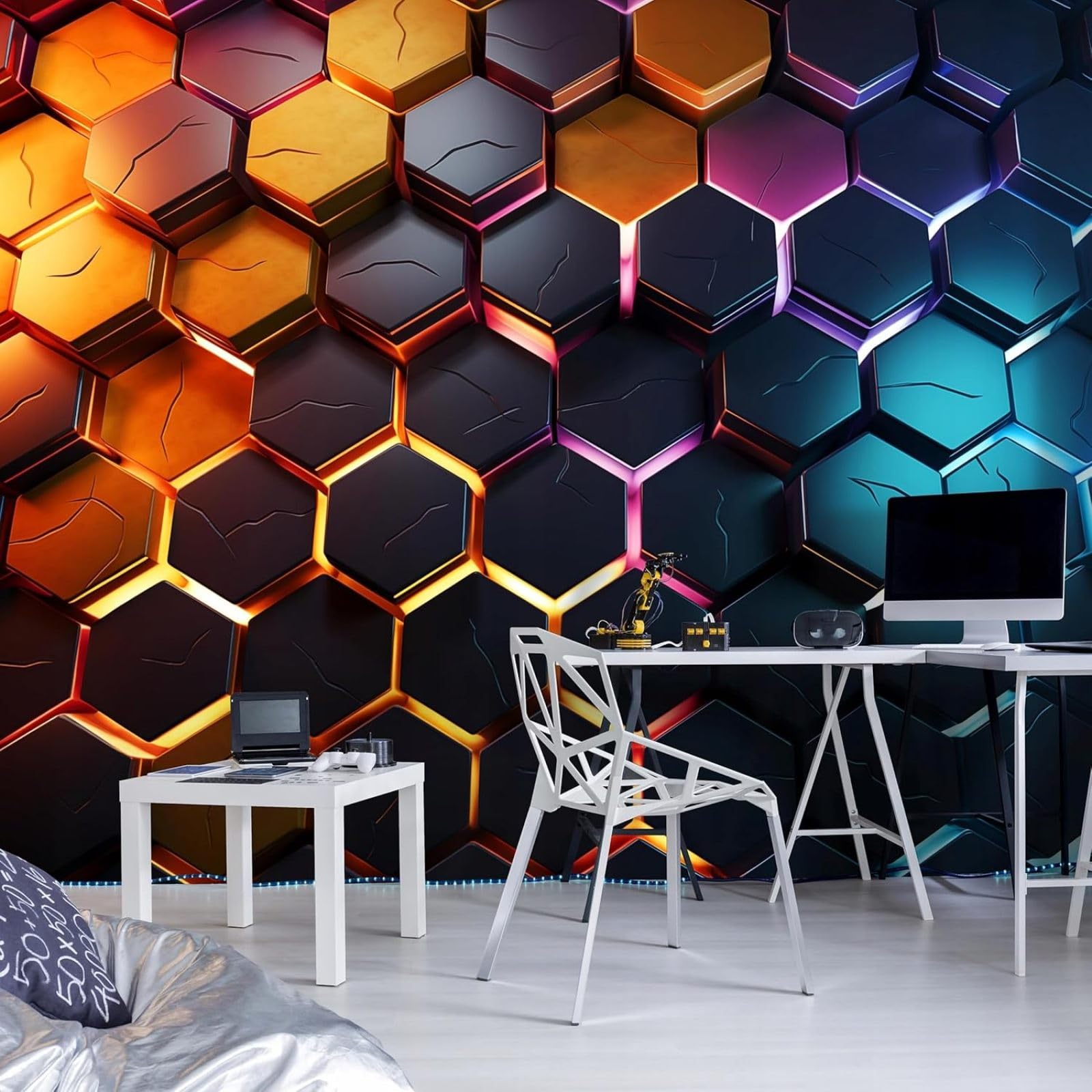 Kfjhgbdshhj Boys 3D Mural Photo Mural-Wallpaper For Children's Room Gaming Hexagon - For Children's Room - 3D,300Cmx210cm Poster - Wall Sticker - Frameless Picture