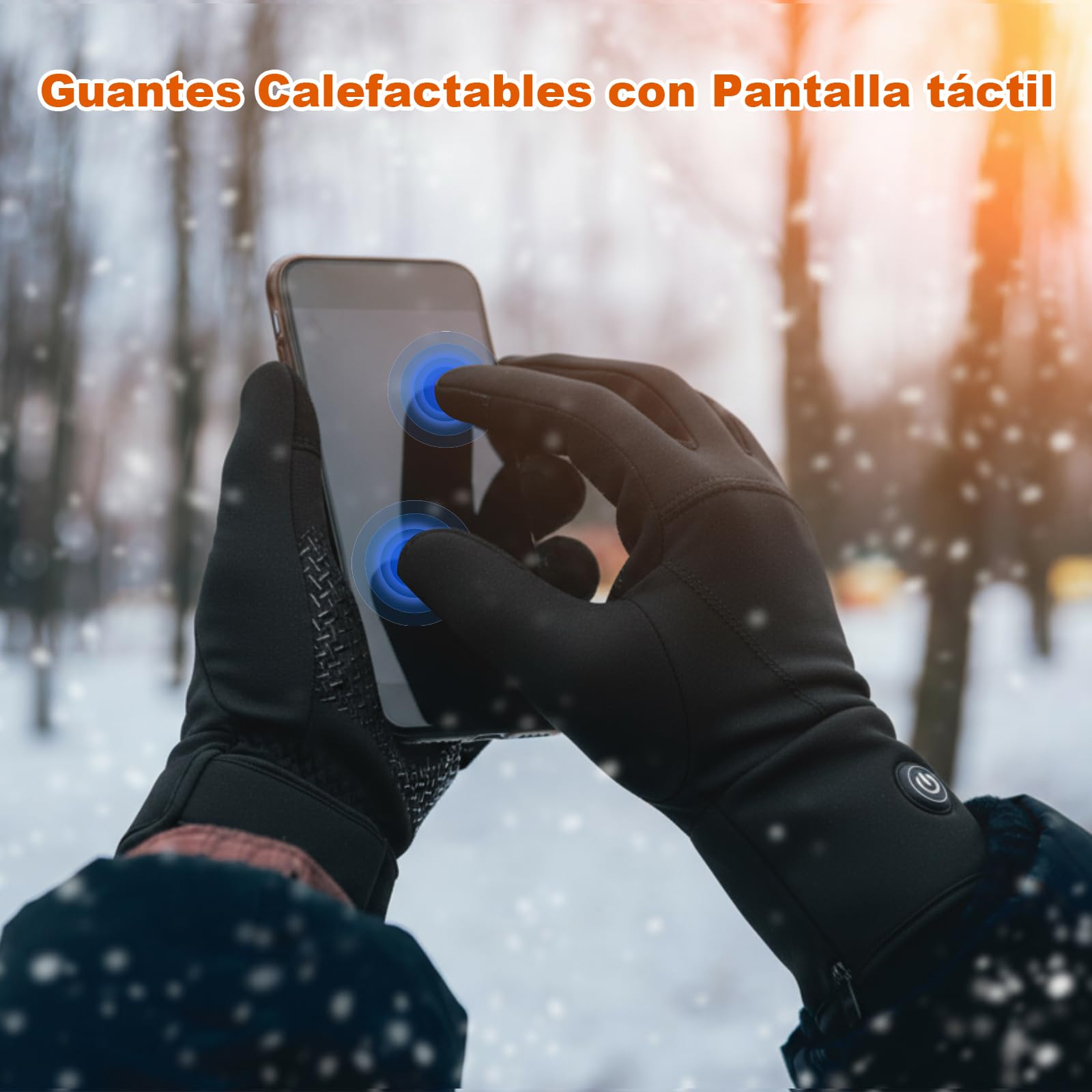 Forros Guantes Calefactables Finos para Hombre y Mujer Recargables, Batería 7.4V de Calentamiento Rápido, 3 Modos de Calor (40-65℃) y Táctil para Trabajo al Aire Libre, Deportes de Invierno