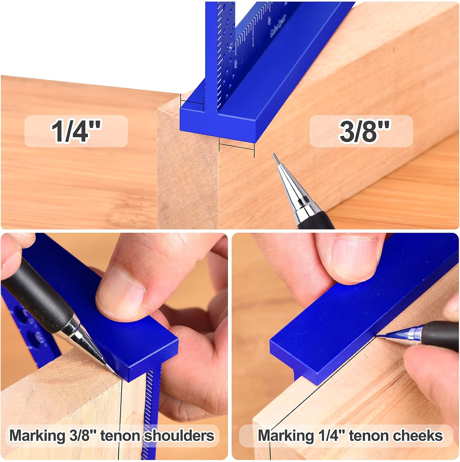 Small Precision Square Tool with 0.7mm Mechanical Pencil Fixed Miter Angle Pin 90 Degree Mini Carpenter Square Woodworking Machinist Measuring Square for Marking Gauge Furniture and Cabinet Making : Office Products