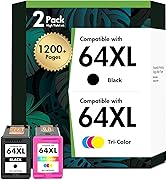 64XL 64 Black and Color Ink Cartridge Combo Pack Envy 7855 7900e for HP Printers Envy Photo 7855 7858 7155 7800 Inspire 7900e Series 7200e 7255e Tango 64 XL (2-Pack,Black,Tri-Color)