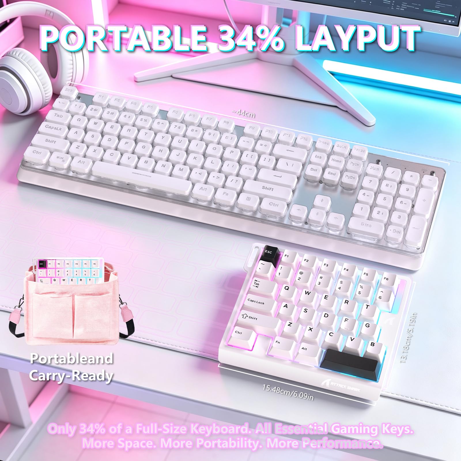 ATTACK SHARK M36 HE Einhand-Magnetschalter-Tastatur, 8000 Hz Polling, Hot-Swap-fähig, hohe Präzision 0,01 mm, 36 Tasten, kabelgebundene Tastatur mit RGB-Hintergrundbeleuchtung, C01 Ultra LED Aviator