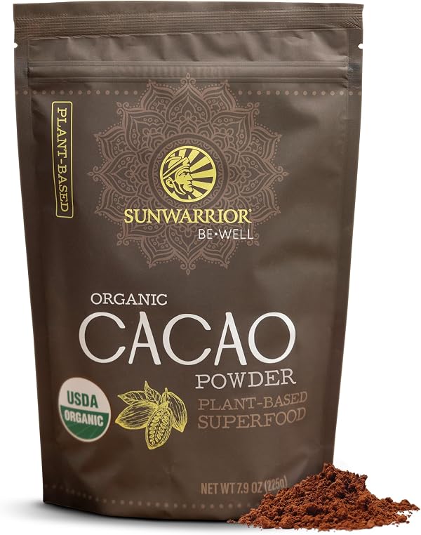 Pure Cacao Powder Organic Unsweetened & Raw | Premium USDA Organic Cacao Powder for Baking Smoothies and Hot Chocolate | Non-Alkalized No Added Sugar Non-GMO Gluten Free Vegan & Kosher (225g)