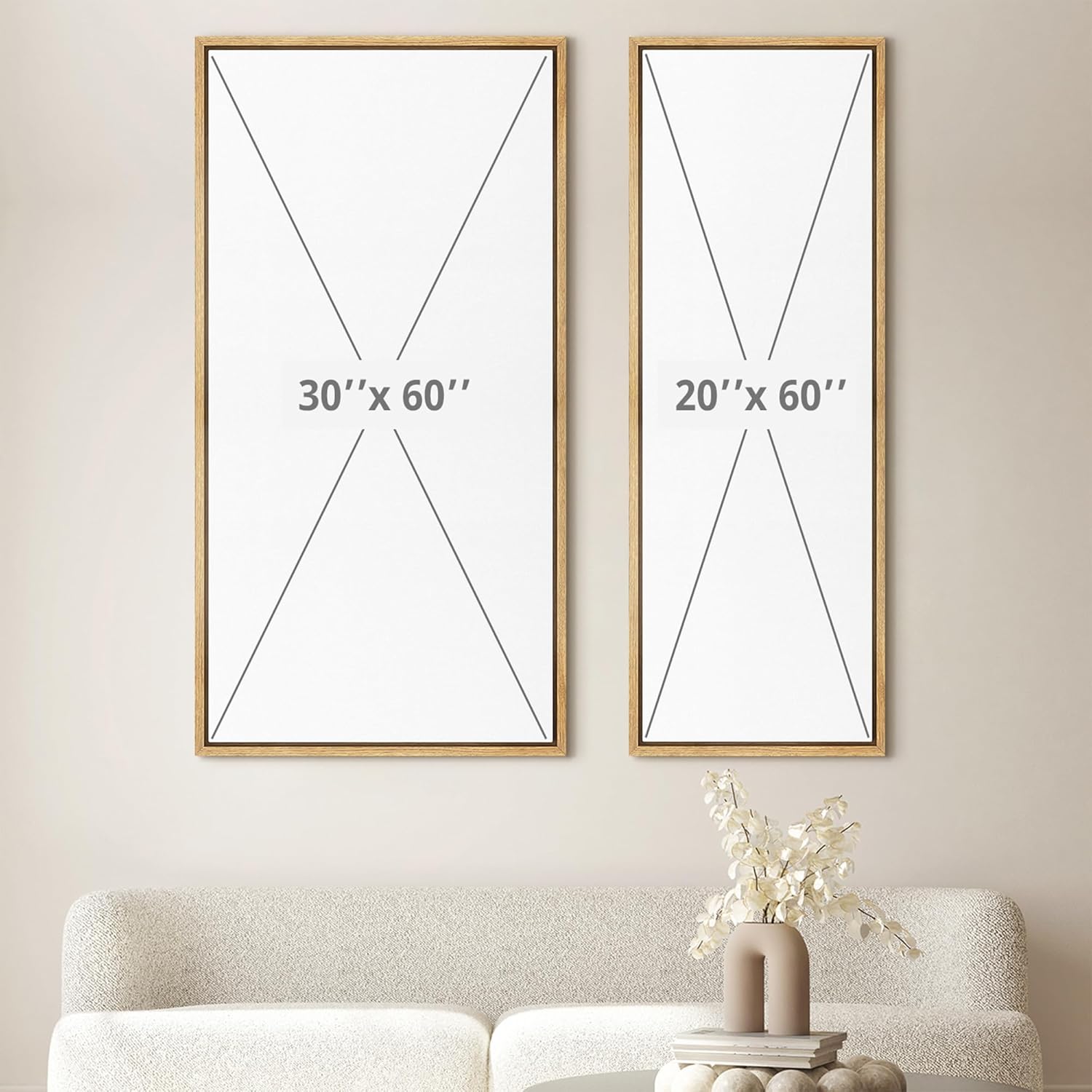 SIGNFORD Large Framed Canvas Print Wall Art Abstract Linear Stripes Modern Geometric Illustrations Modern Art Calm Warm for Living Room, Bedroom, Office - 60"x20"