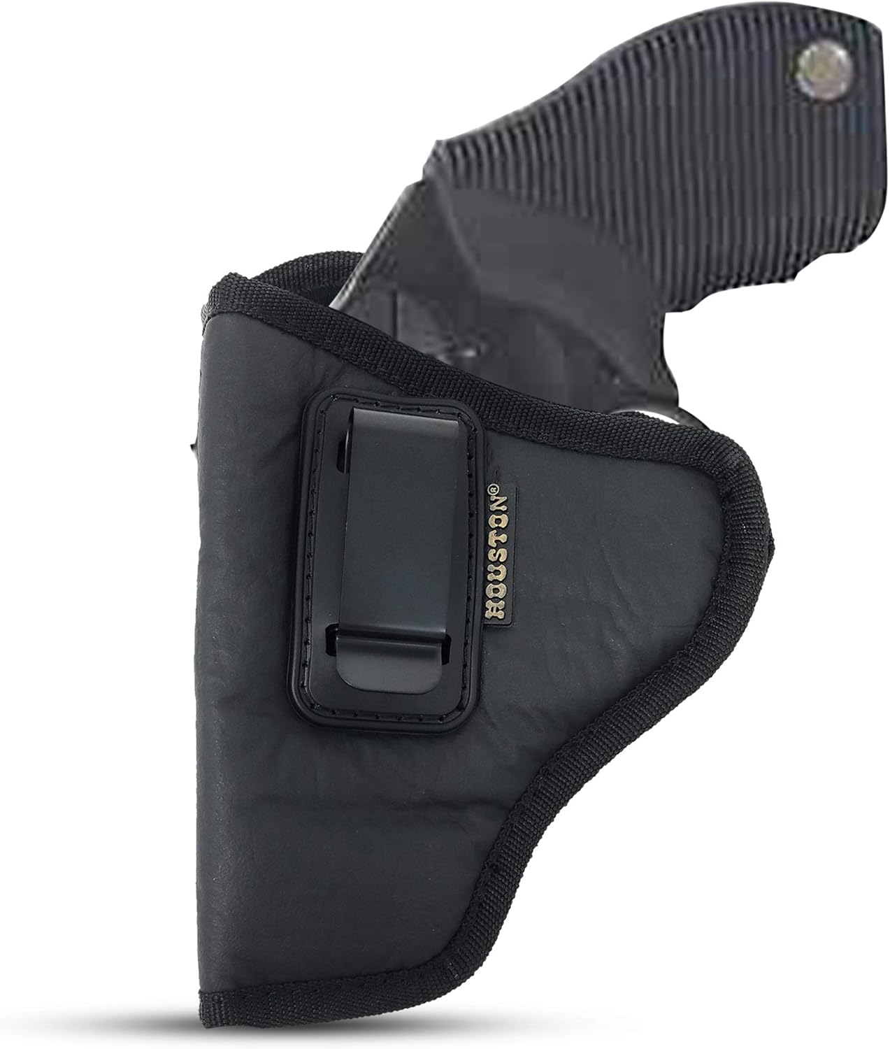 Houston Gun Holsters IWB Revolver Holster – ECO Leather Concealed Carry Holster with Suede Interior – Fits K L M N Frame Revolvers Taurus Judge Ruger GP100 38 Spl + P