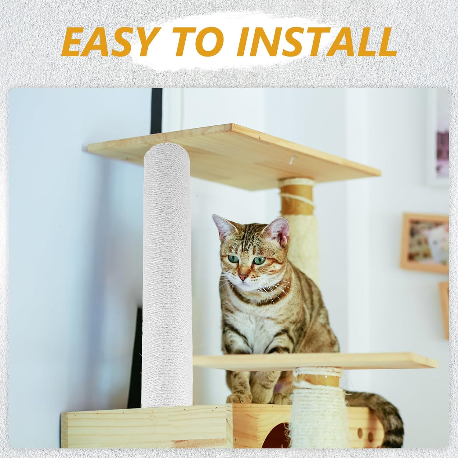Cat Scratching Post Replacement Wooden Hemp Rope Cute Decorative Pole image 4