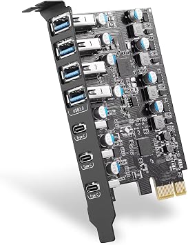 Fanblack 7 Ports PCI-E to USB 3.0 Expansion Card 4 USB A and 3 USB C Ports, Internal Converter PCI Express Expansion Card for Desktop PC