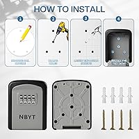 Vista 7 de Caja de bloqueo de combinación portátil, montaje en pared, para llaves de casa para ocultar una llave exterior, caja de seguridad impermeable