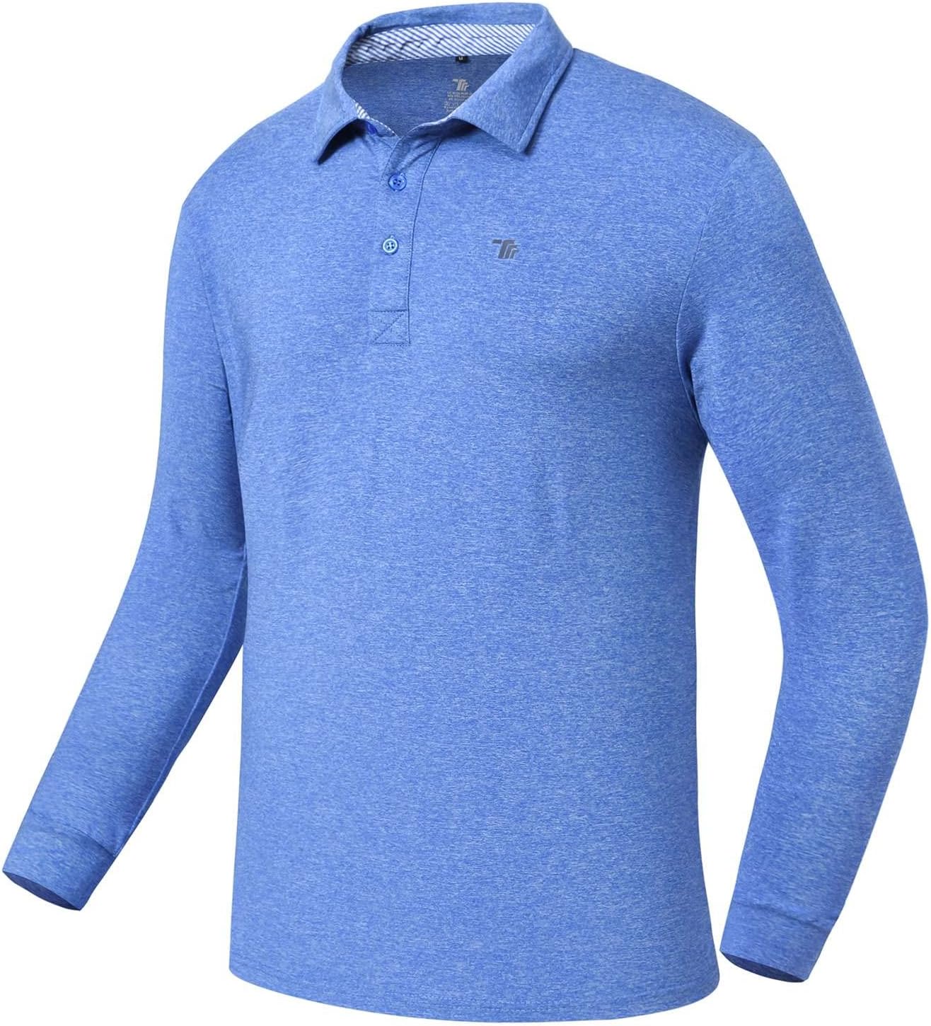 Rdruko Men's Long Sleeve Golf Polo Shirts Casual Tennis Collared Shirts
