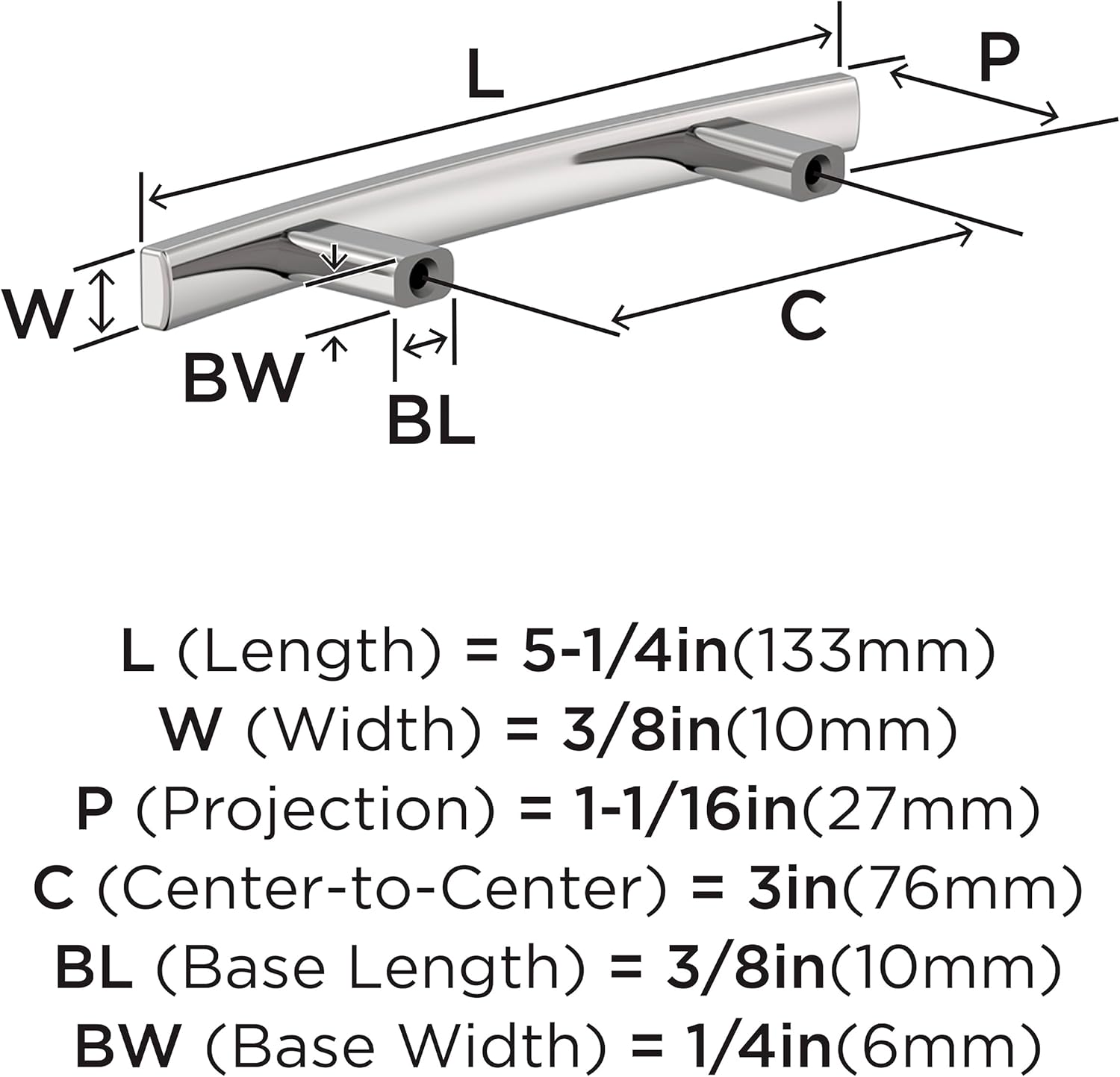 Amerock Cyprus 3 inch (76mm) Center-to-Center Polished Chrome Cabinet Pull - 25 Pack