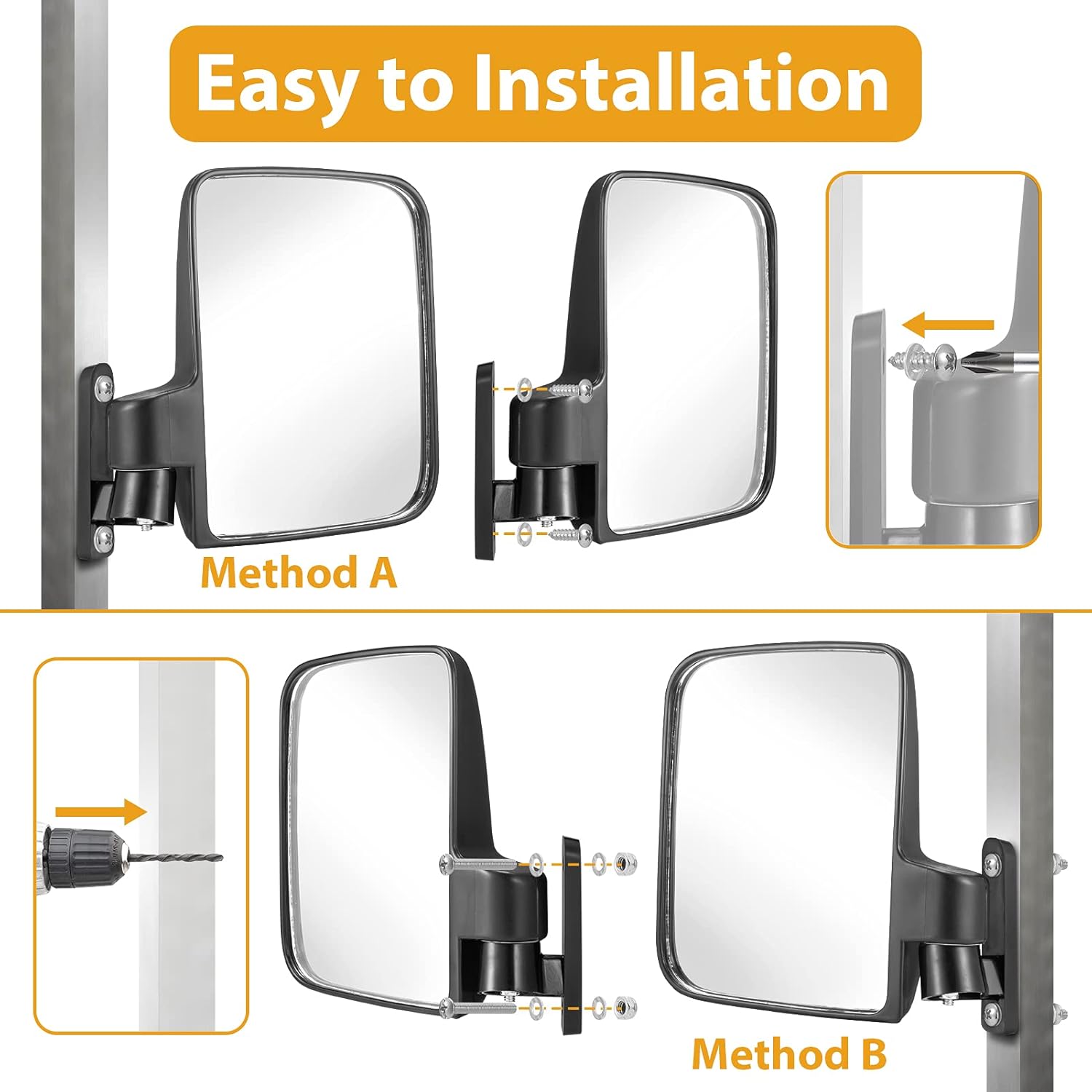 Buy Wsays Golf Cart Side View Mirrors Compatible with Club Car EZGO