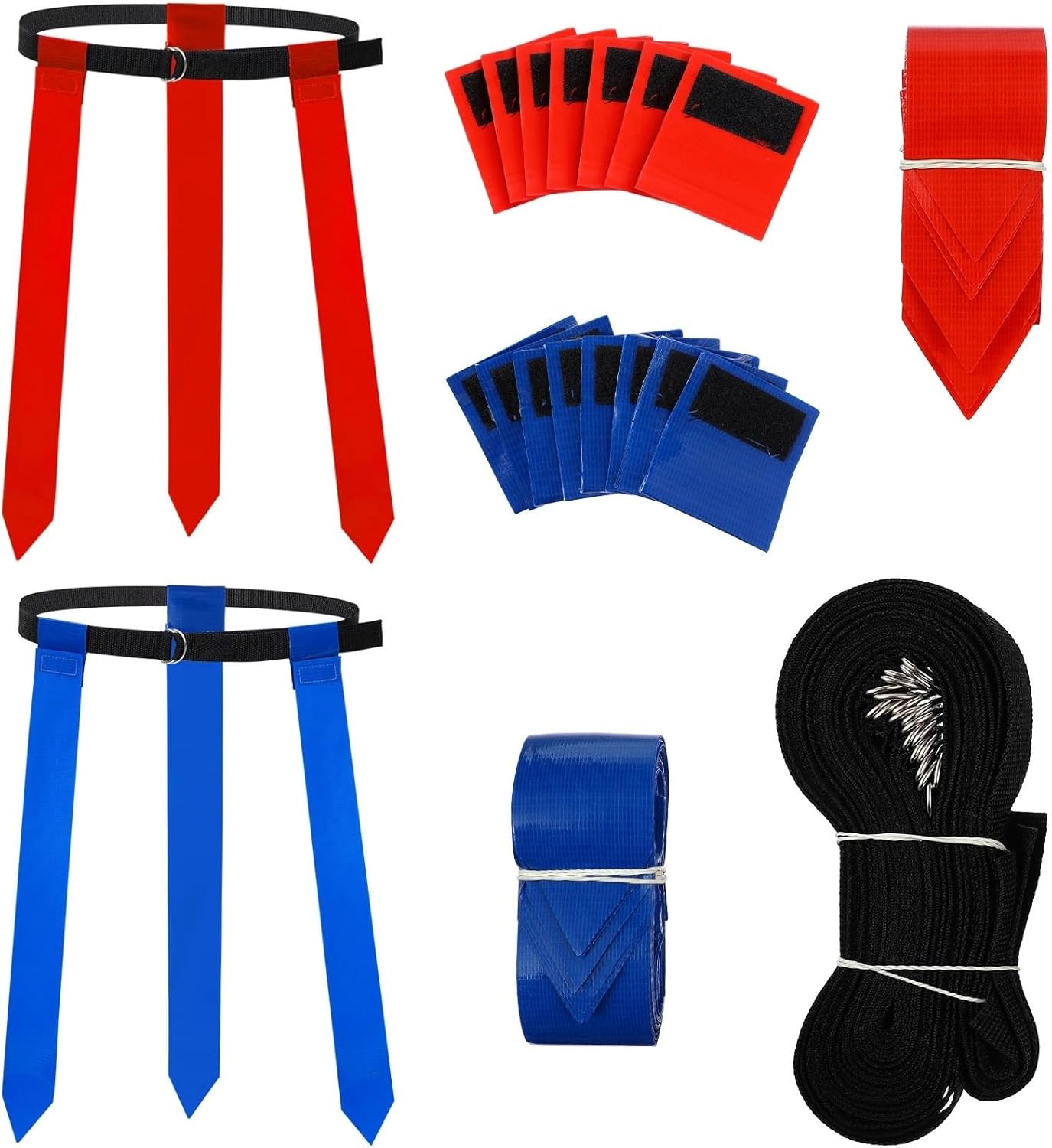Flag Football Belts 10Pcs Football Flag Set Adjustable Belts Bright Flags for Adults Players Safe Game Training Gear