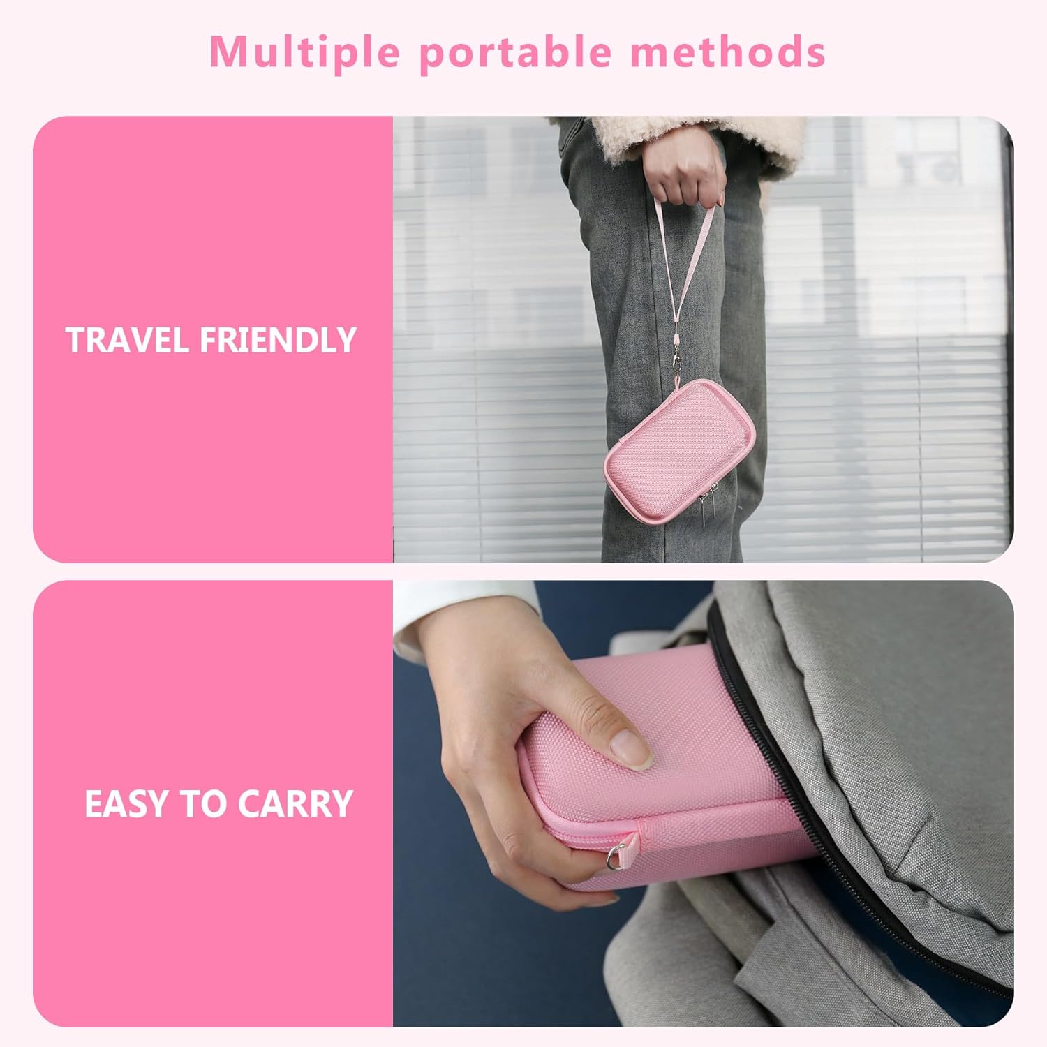 Camera Case for Panasonic LUMIX ZS99 Point and Shoot Camera/LX10 ZS200D ZS200 ZS80D ZS80 ZS100 ZS70 ZS60 Camera, Protective Case Bag with Mesh Pocket for Battery Pack, Charging Cable, Pink - Image 6