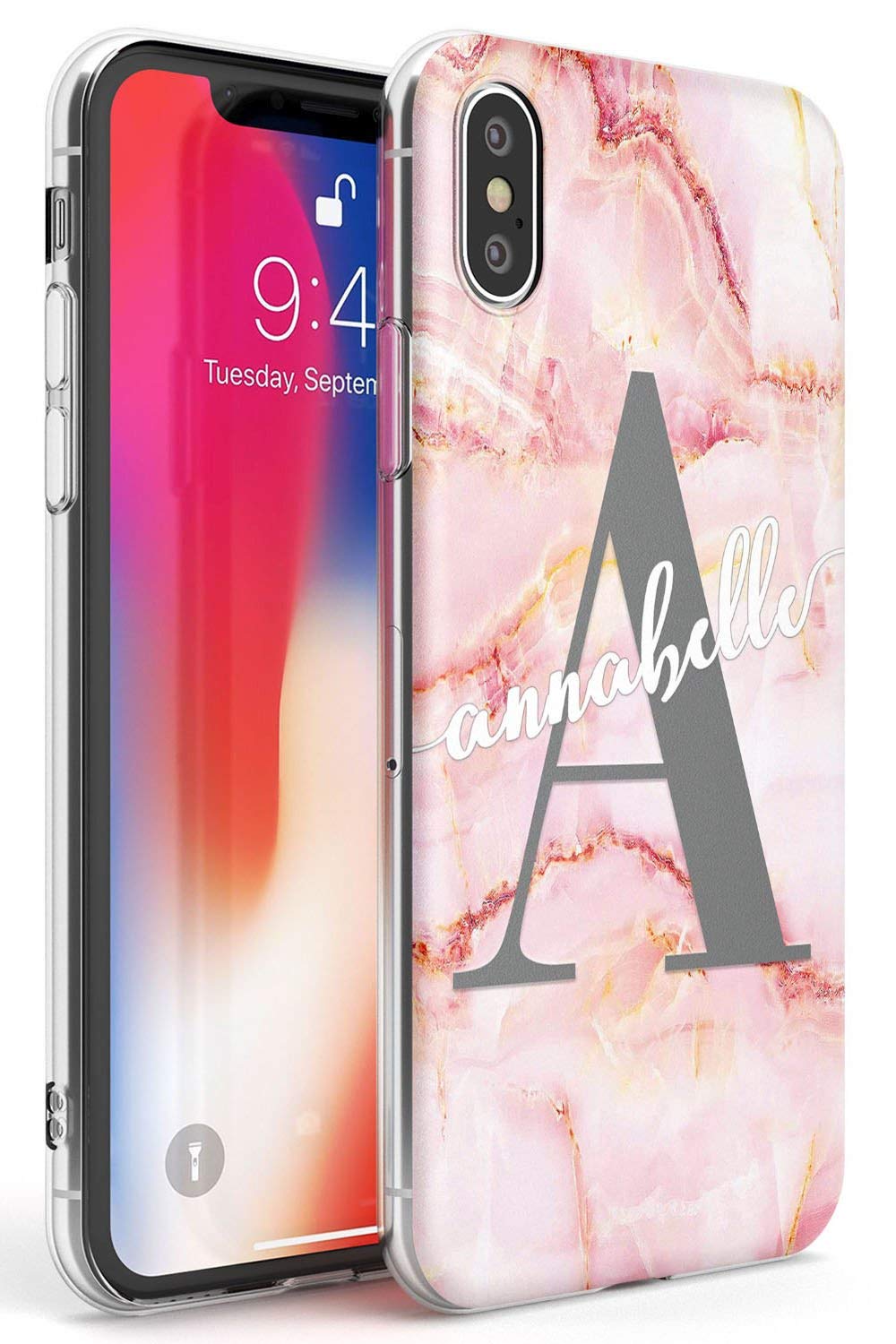 Cover Riva IPhone Custodia Silicone Morbida Personalizzata Per IPhone 11/12/13/14/7 - Design Marmo Con Nome A Tua Scelta Cover Telefono Personalizzate