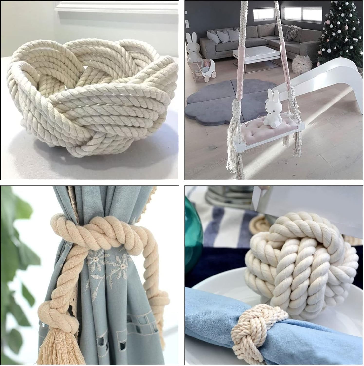 VNQ Strong Cotton Rope 1 Inch Thick Rope for Decor, Hanging, Tug of War ETC Heavy Duty Natural Rope Multi Purpose Use Thick for Multi Uses Moti Rassi Compatible Macrame Thread Cord (5 FEET) — Amazon image 7