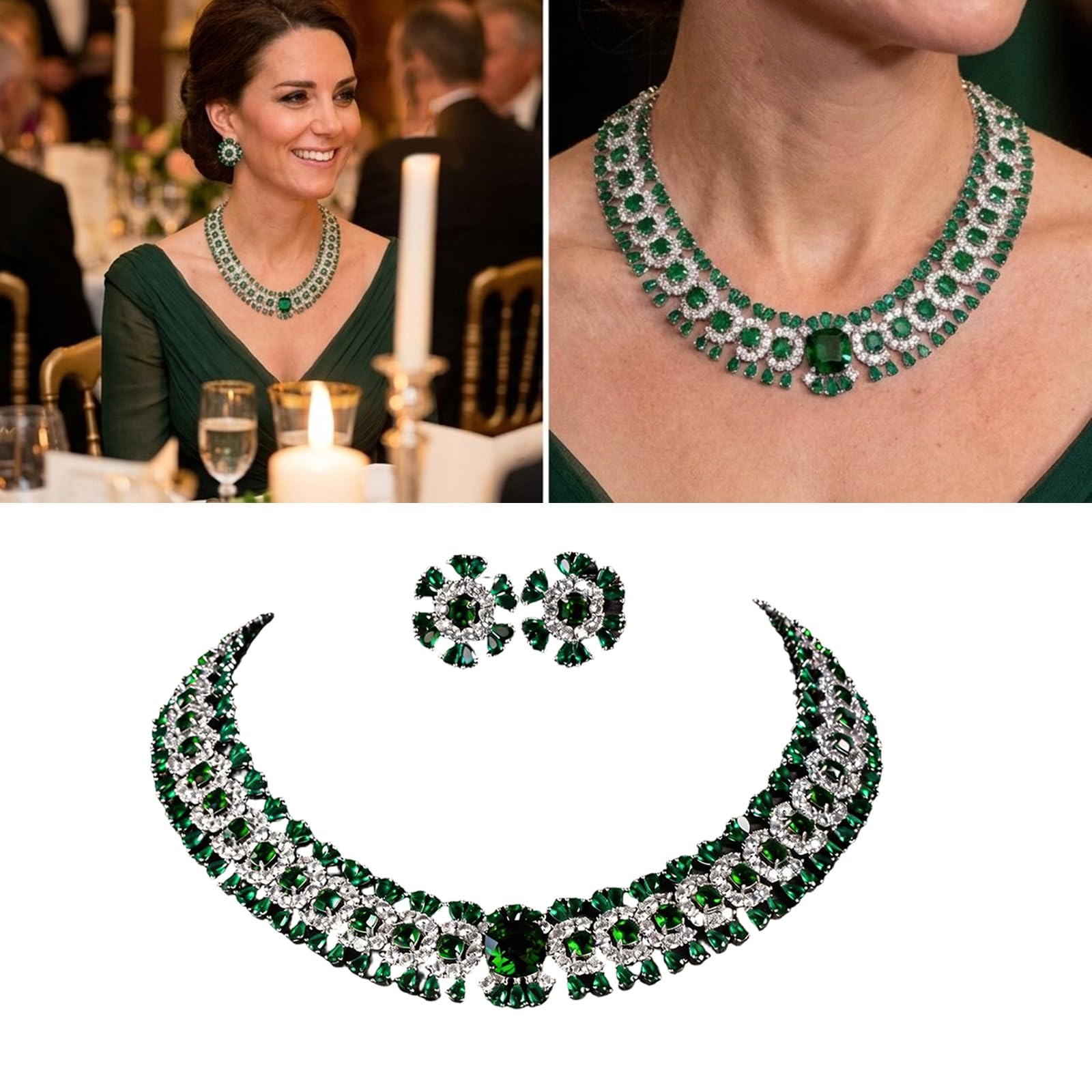 Juego de collar y pendientes de diamantes de imitación