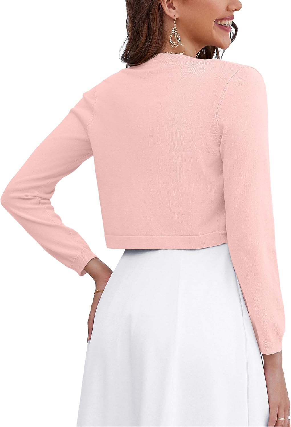 OmicGot Women's Long Sleeve Cardigan Knit Sweaters Cropped Open Front Bolero Shrug for Dresses S-XL - Image 6