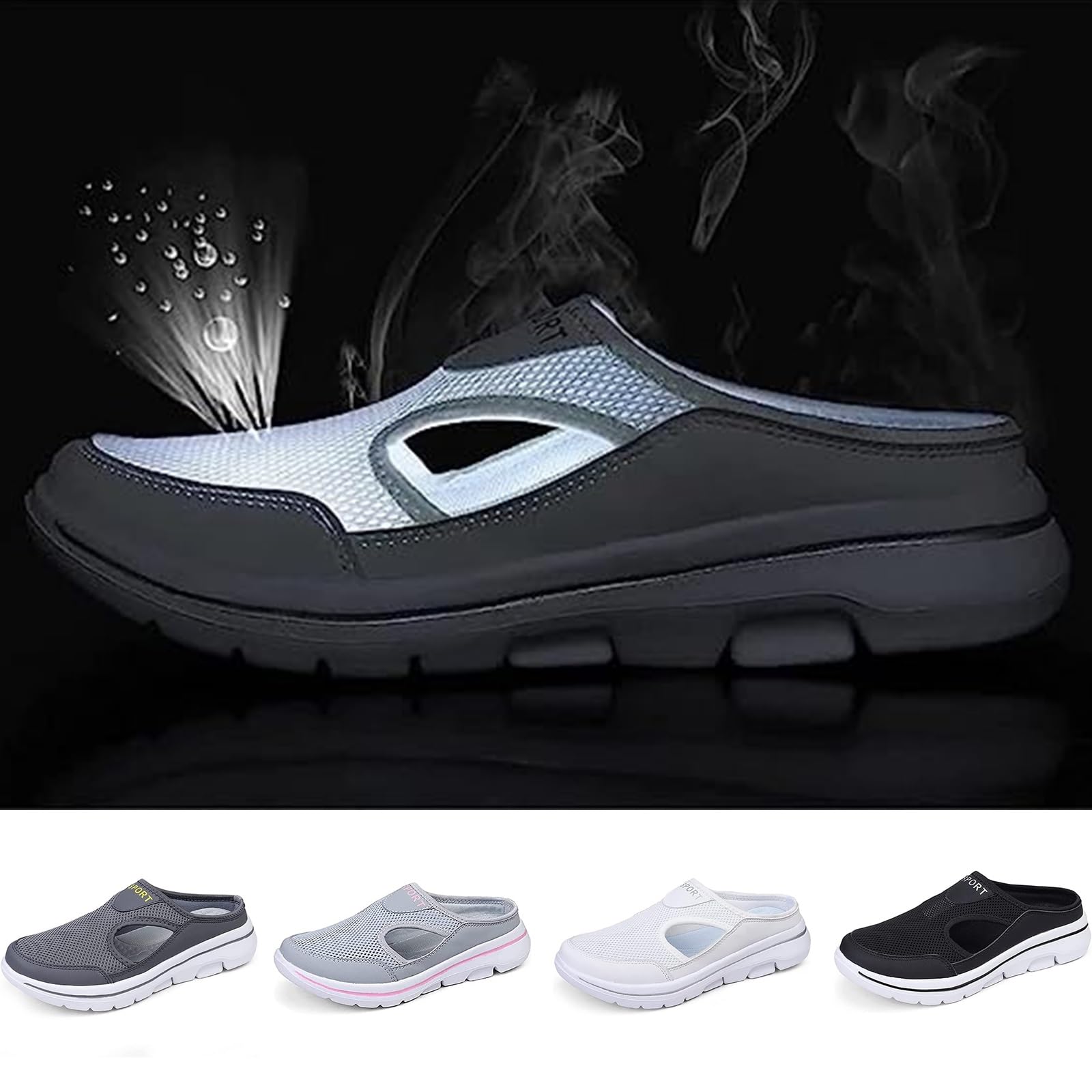 Men\'s Grey Arch Support Mesh Athletic Thick Rubber Soles Hiking Sandal Shoes Chase Arch Support Sneaker - Grey – aetrex main image 3