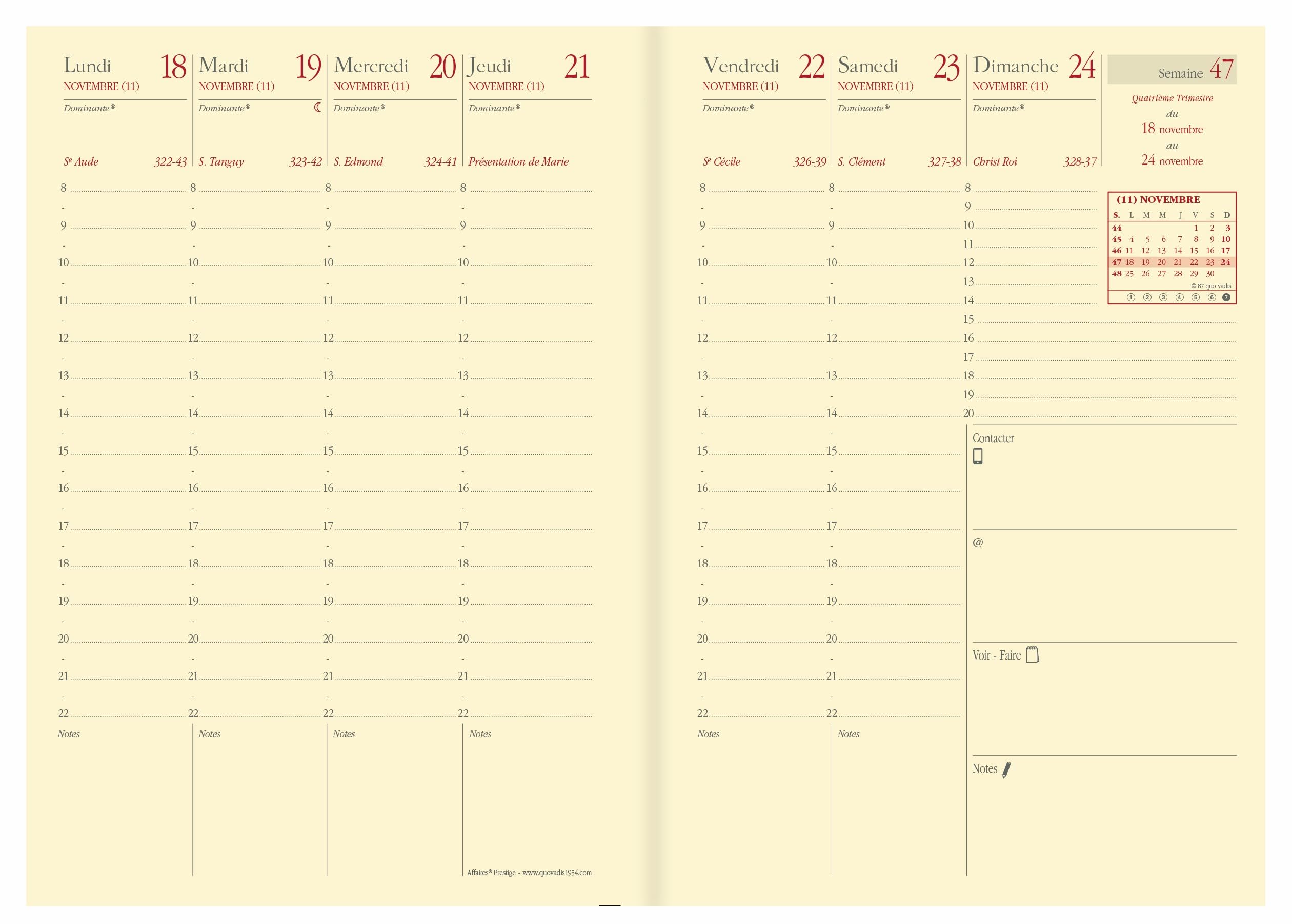 Quo Vadis – Agenda 2026 – Business Prestige – Semainier Planning – Francés – Montebello – Negro – 13 meses de diciembre a diciembre – 10 x 15 cm – Piel plena flor de vaca