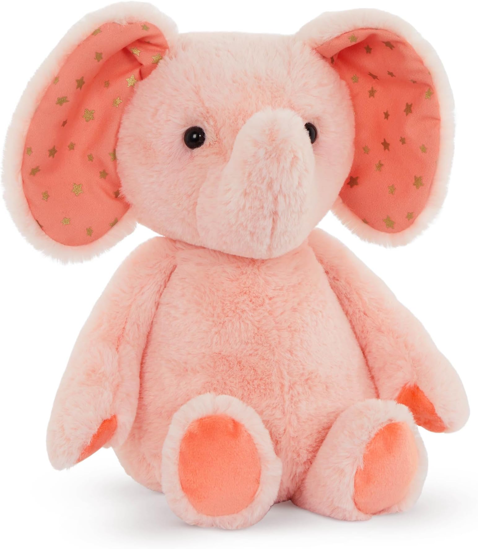 B. toys - Baby Elephant Stuffed Animal - 12 Inch Pink Plush Toy with Patterned Ears & Soft Cuddly Design - Machine Washable Comfort Companion for Nursery, Bedtime & Playtime - Ages 0 Months & Up