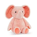 B. toys - Baby Elephant Stuffed Animal - 12 Inch Pink Plush Toy with Patterned Ears & Soft Cuddly Design - Machine Washable Comfort Companion for Nursery, Bedtime & Playtime - Ages 0 Months & Up