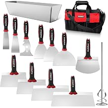 14Pcs Drywall Knife Set Drywall Patch Kit Included Putty Knives Taping Knives Painter Scraper Bucket Scoop Mud Pan Paint Scraper Mud Mixer & Tool Bag