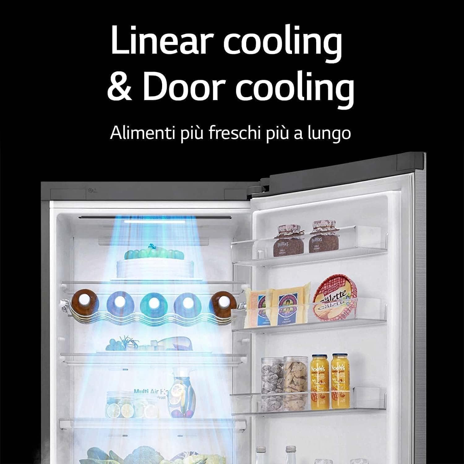 LG GBB62PZGGN Frigorifero Combinato Total No Frost con Congelatore, 384 L, 35 dB, Compressore Smart Inverter, Linear Cooling, Door Cooling, Fresh Converter - Frigo con Freezer e Display LED Interno