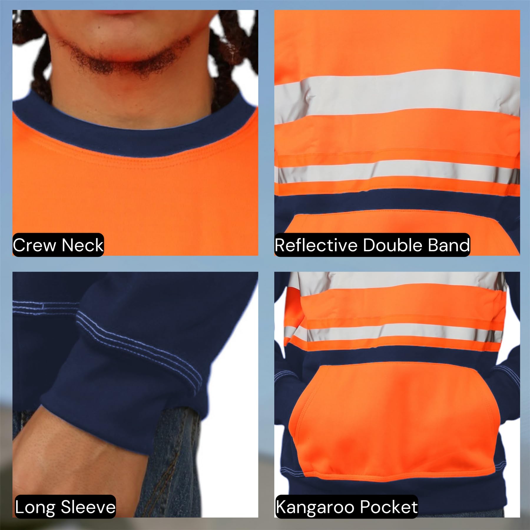 Sudadera de alta visibilidad para hombre, informal, reflectante, de alta visibilidad, para el trabajo, para niños, de forro polar, para el trabajo y la seguridad