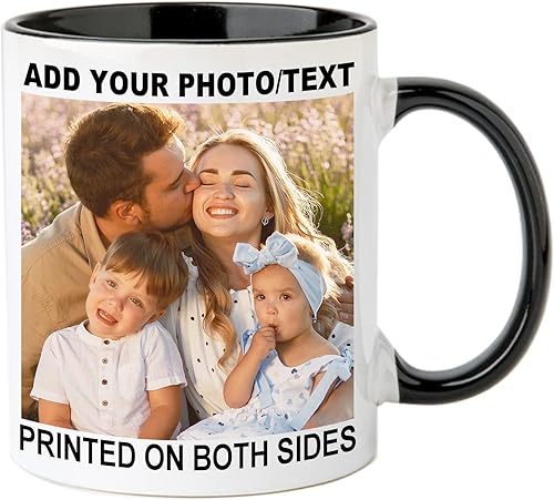 Miniatura 1 de Taza de café personalizada  Taza personalizada con nombre y logotipo con texto fotográfico, taza personalizada de 11 onzas en ambos lados, regalos