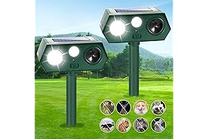 2 Pack Solar Dog Deterrent Sonic Waves Device 2024 Ultrasonic Outdoor Waterproof...