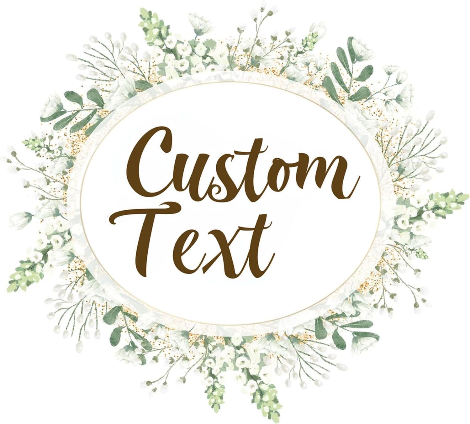 Custom Logo Stickers - Design Your Own Personalized Labels with Text, Image, & Photo - Waterproof, UV Protected, Fade & Heat Cold Resistant - Pack of 100 (Wreath 7, 63mm) — image 1