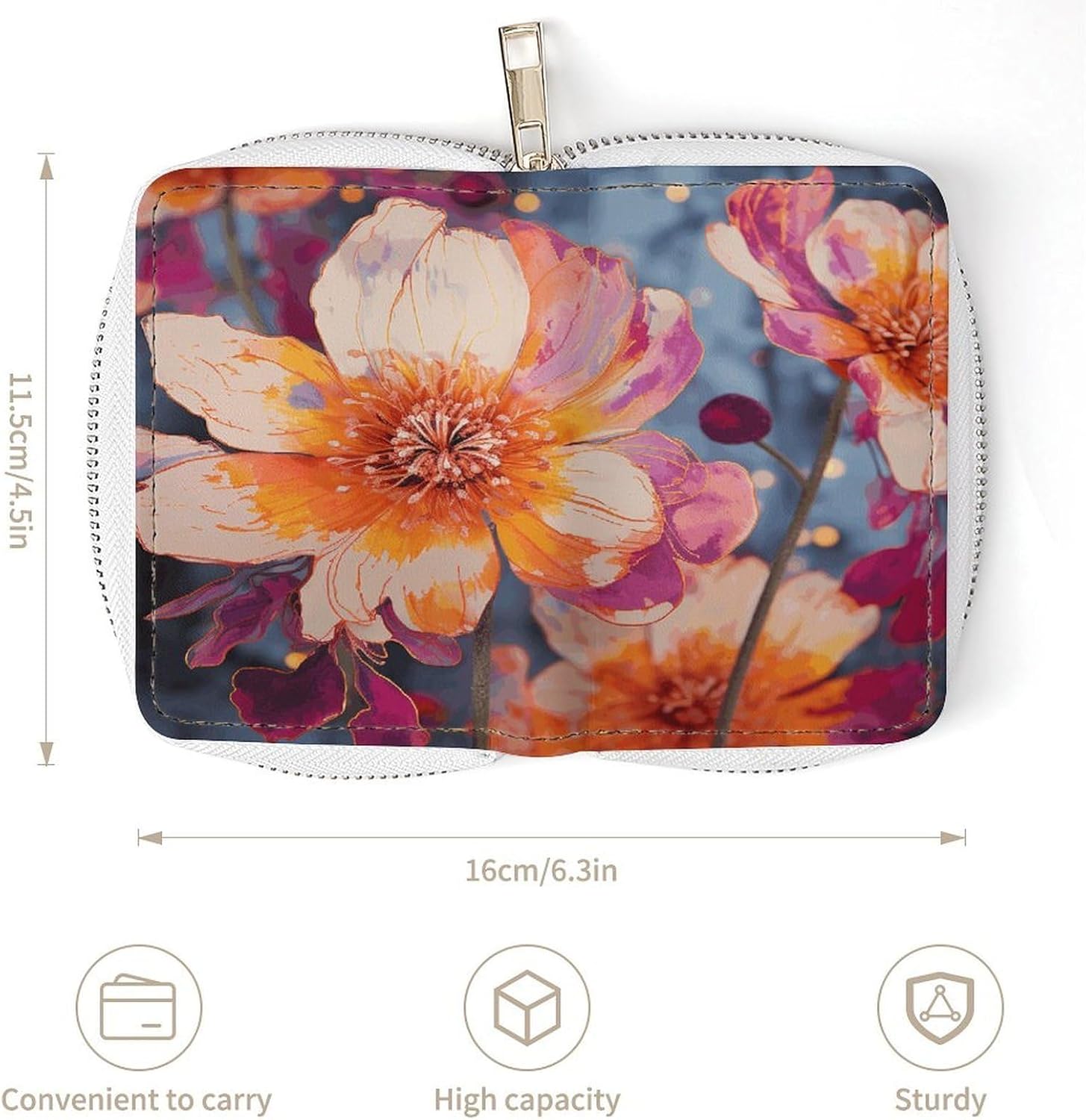 Bright Flowers Card Holder RFID Blocking,Credit Card Wallet for Women And Men,Card Case Organizer Bag with Zipper