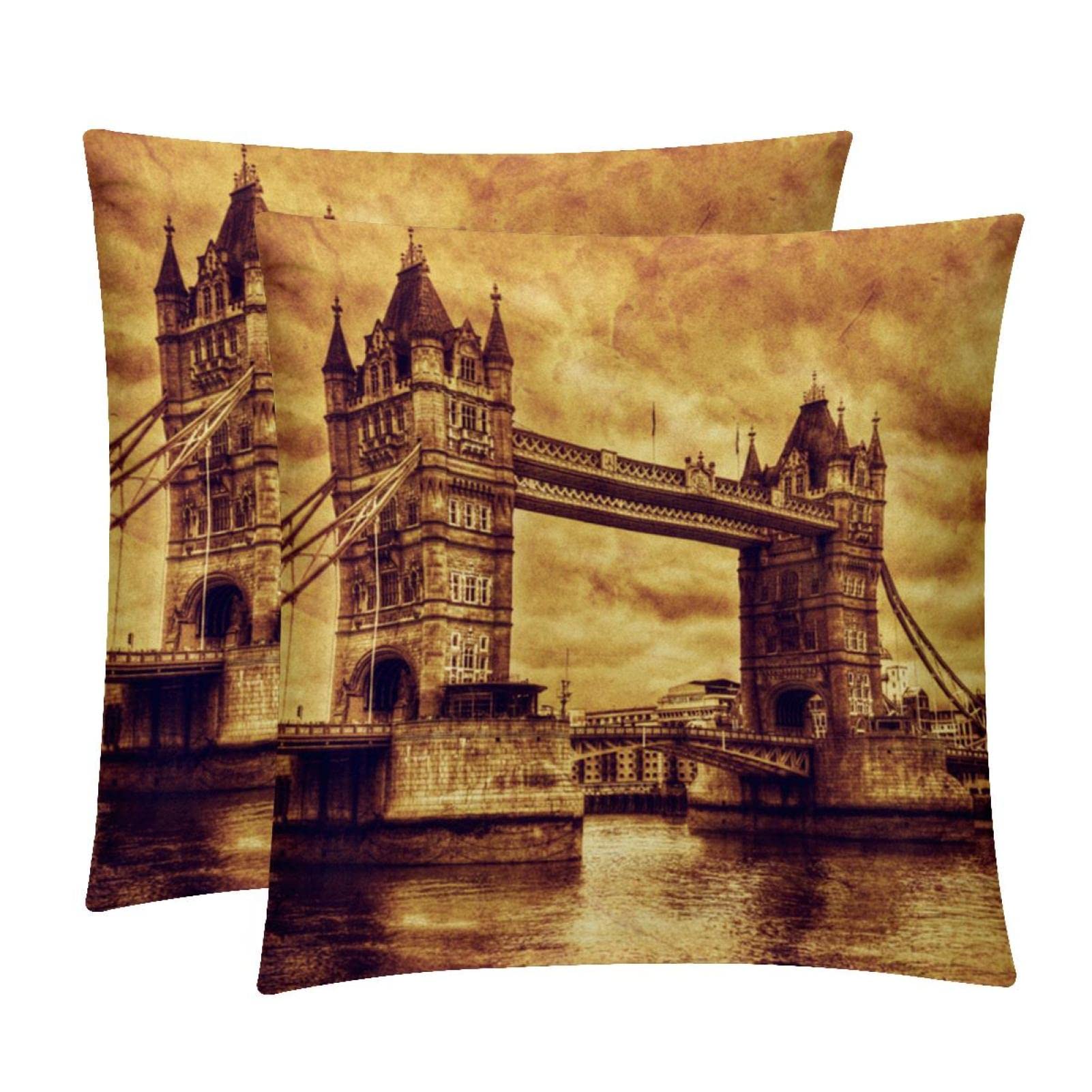 Housses de coussin lombaire pour déco maison de ferme lot rétro Londres