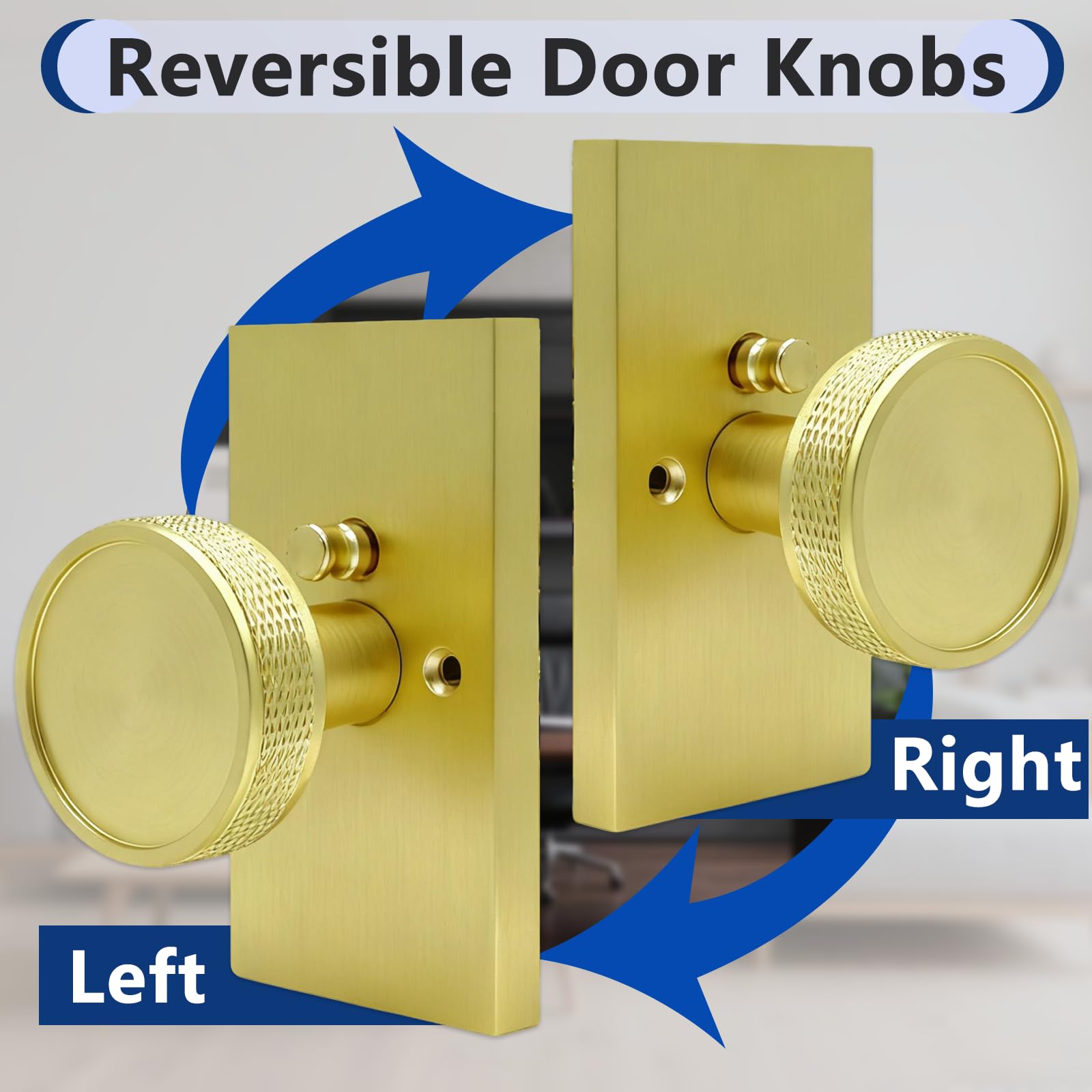 Modern Satin Gold Door Knobs with Lock - Premium Quality -3