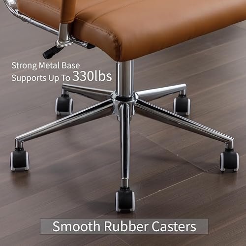 Miniatura 6 de Silla de escritorio de oficina de cuero, sillas de sala de conferencias con ruedas, silla ejecutiva moderna de respaldo alto, ergonómica giratoria y