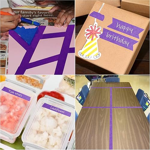 Miniatura 7 de Cinta adhesiva para pintores púrpura, 1 pulgada x 60 yardas x 5 rollos (300 yardas en total) - Cinta adhesiva decorativa de fácil remoción en 14