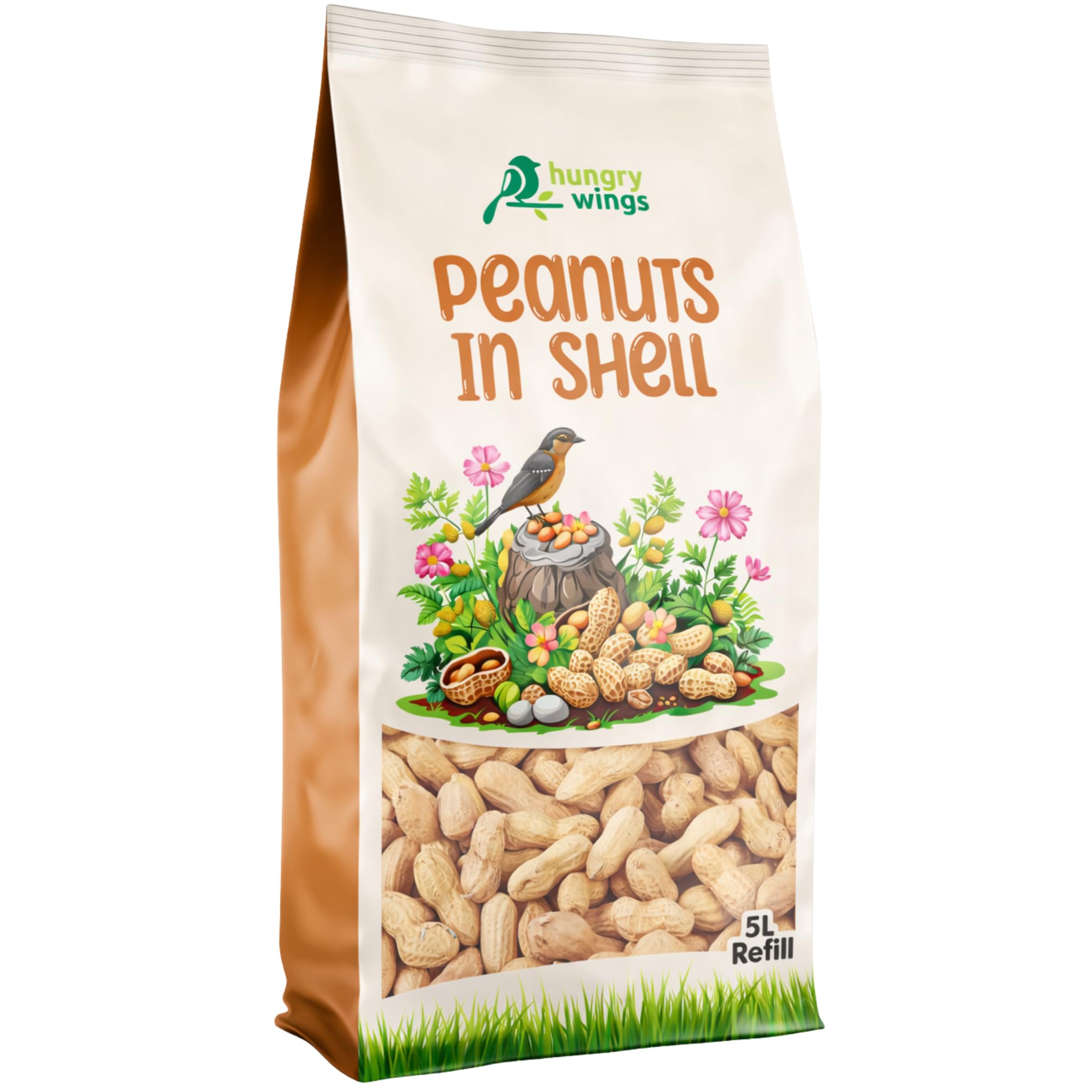 Premium Wild Bird Food 5L Refill, (5L Bag, Peanuts In Shell)
