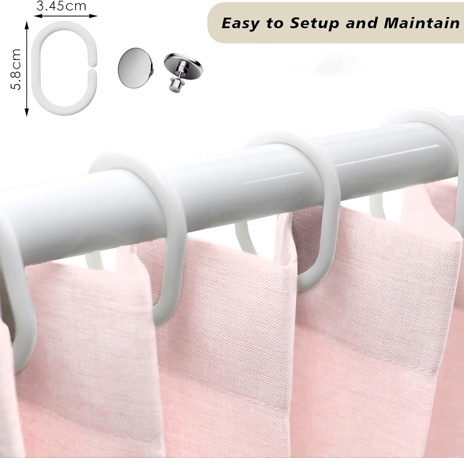 Personalizzabile Tenda Bagno Doccia ，con Ganci Tenda Doccia Pieghevole， per Soggiorno Camera da Letto Bagno con -Pink- 240x220cm