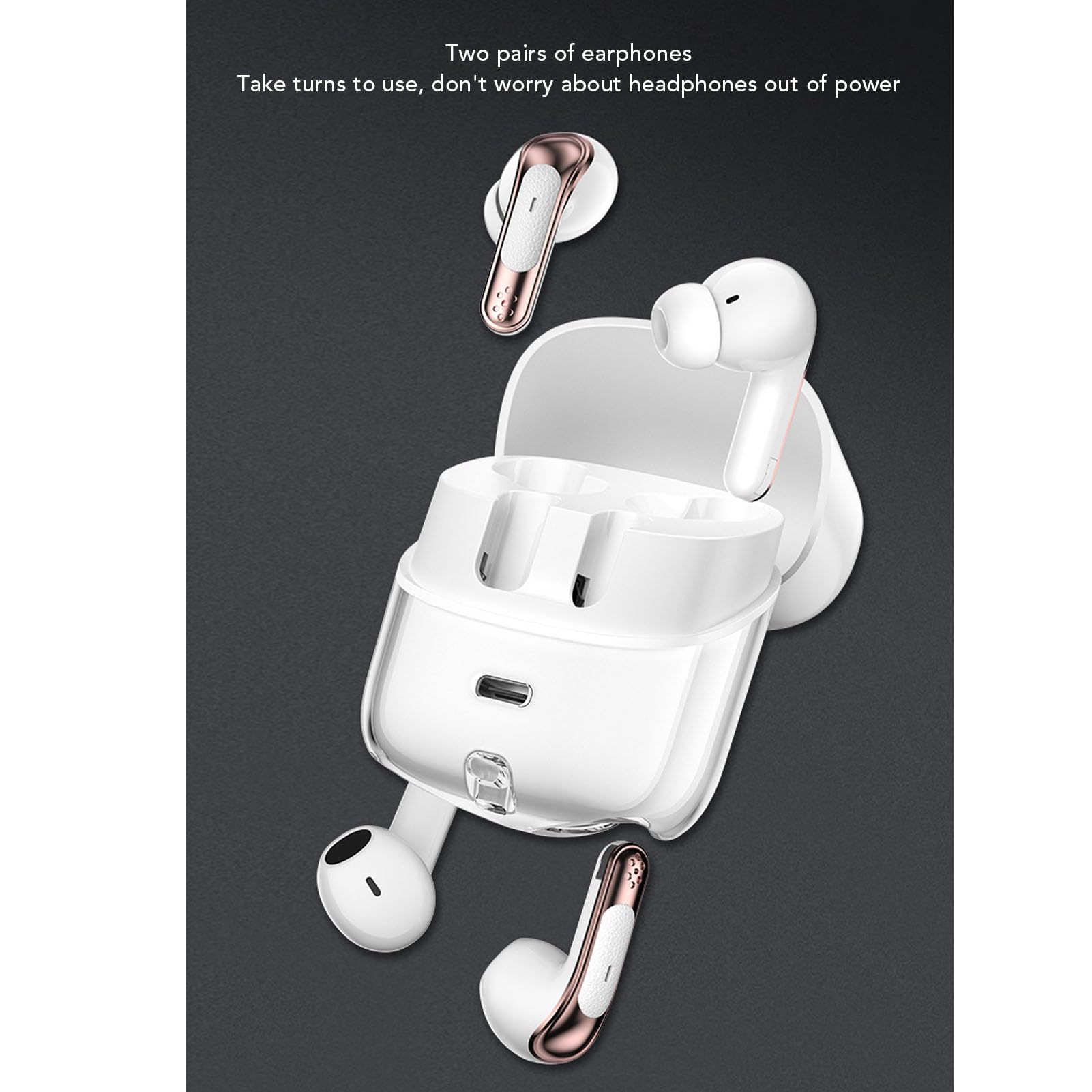 2 Coppie Auricolari Wireless, Auricolari Bluetooth 5.4 Cuffie con Display a LED Digitale, Auricolari per Due Persone per Palestra di Allenamento Sportivo (WHITE)