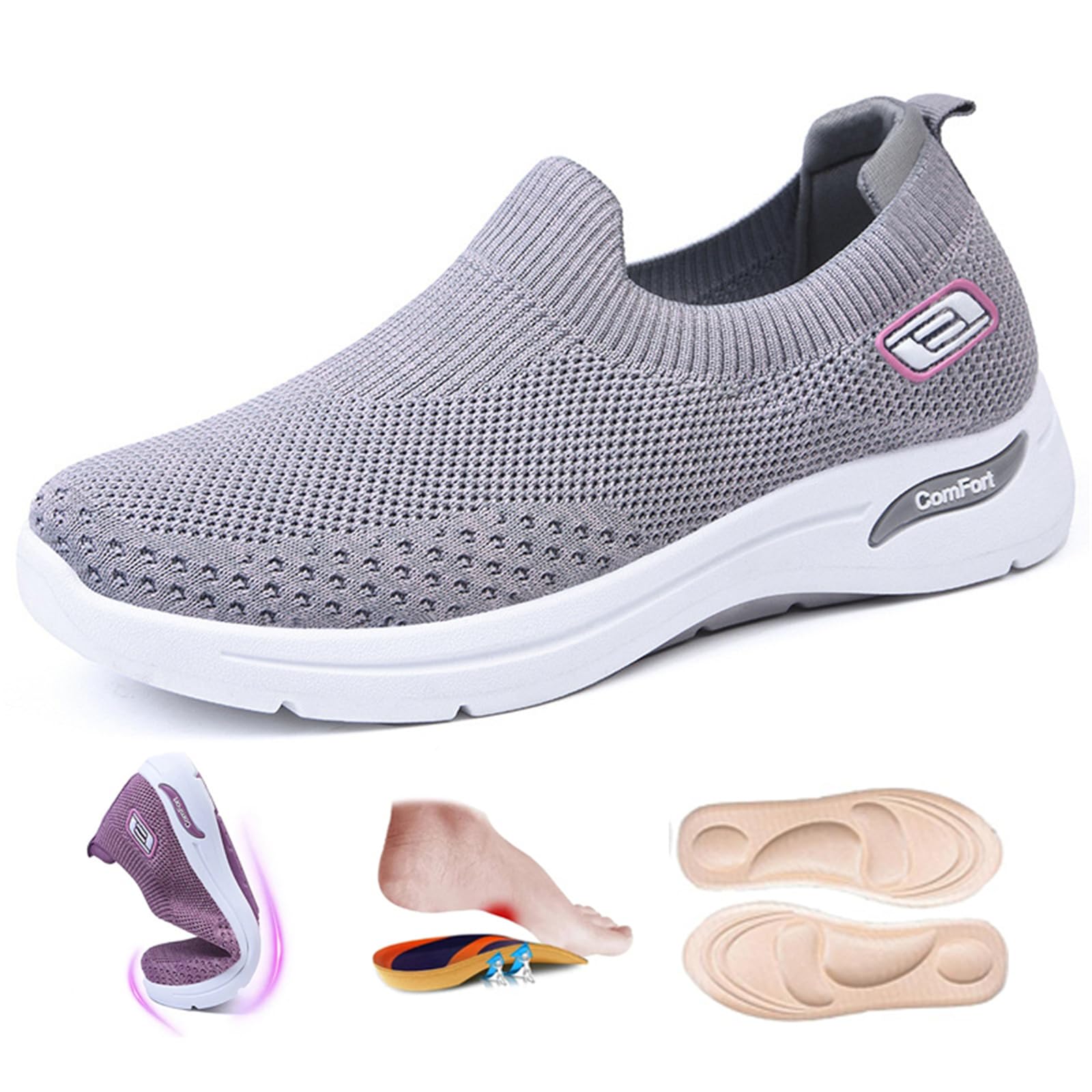 ZVJV Orthopädische Sneaker Extra Weit - Slip On Trekkingschuhe Wasserdicht & Rutschfest (Unisex Herren Damen)