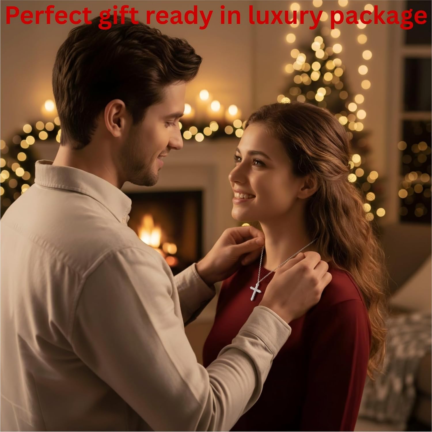 Moissanite Cross Pendant Necklace for Women, 925 Sterling Silver, Dainty Diamond Cross Jewelry Ideal Gifts ready in luxury package - Image 5