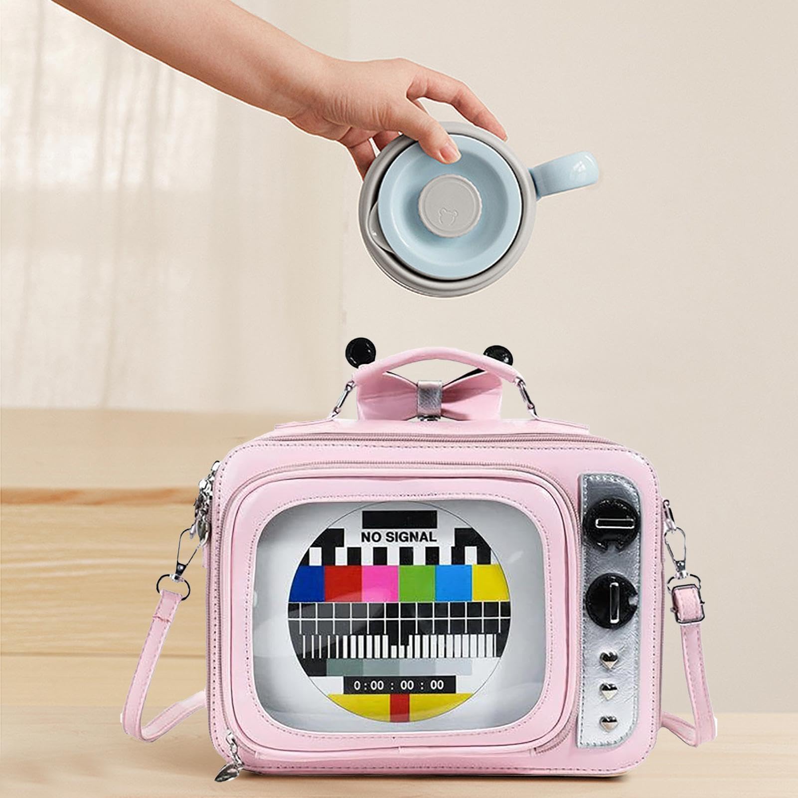 Zaino Scuola Sacca A Mano Portatile Elegante | Borsa A Tracolla A Forma TV Retrò Multifunzionale Leggera Con Tracolla Regolabile Casual Trendy Tasche Per Ragazze Viaggio