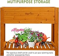 Vista 2 de Jardinera elevada de madera para jardín, macetas elevadas de madera para exteriores, camas elevadas con patas para hierbas de flores vegetales