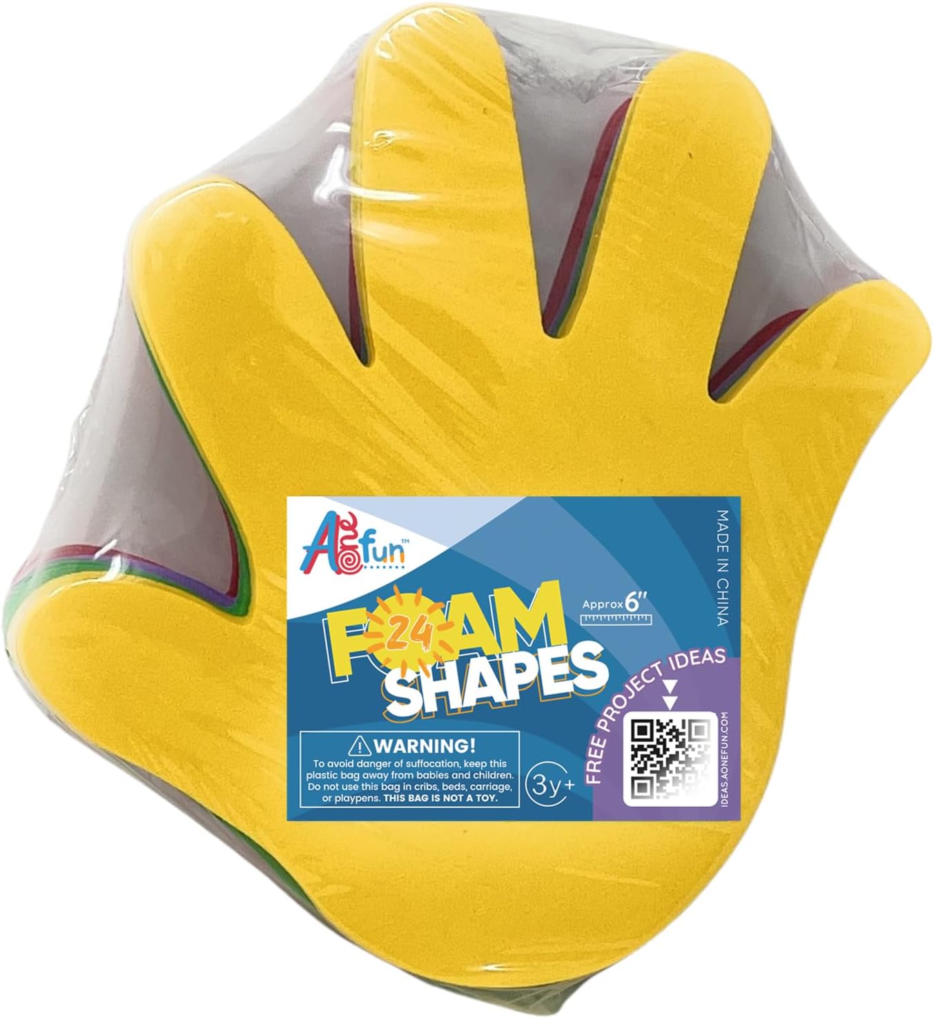 Foam Hands - Colorful Hand Cutouts Foam Handprint Cutouts for Kids Crafts, Bright Shapes for Classroom Decor and Activities for School Daycare Camp Art Projects for Turkey Handprint Craft 24 Pcs