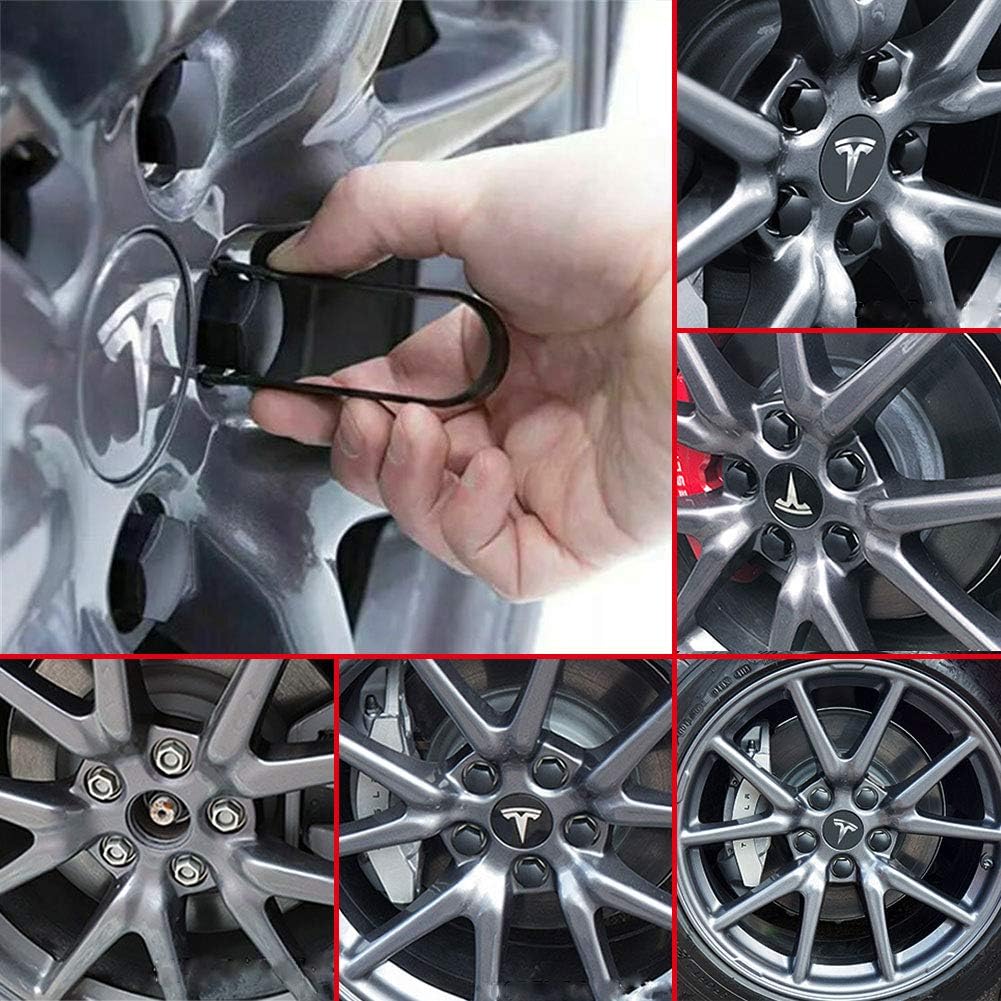 RSZX Tesla Model 3 Y S X Wheel Cap Kit Center Cap Lug Nut Cover (4 Hub Center Cap + 20 Lug Nut Cover) Silver Tesla Accessories : Automotive
