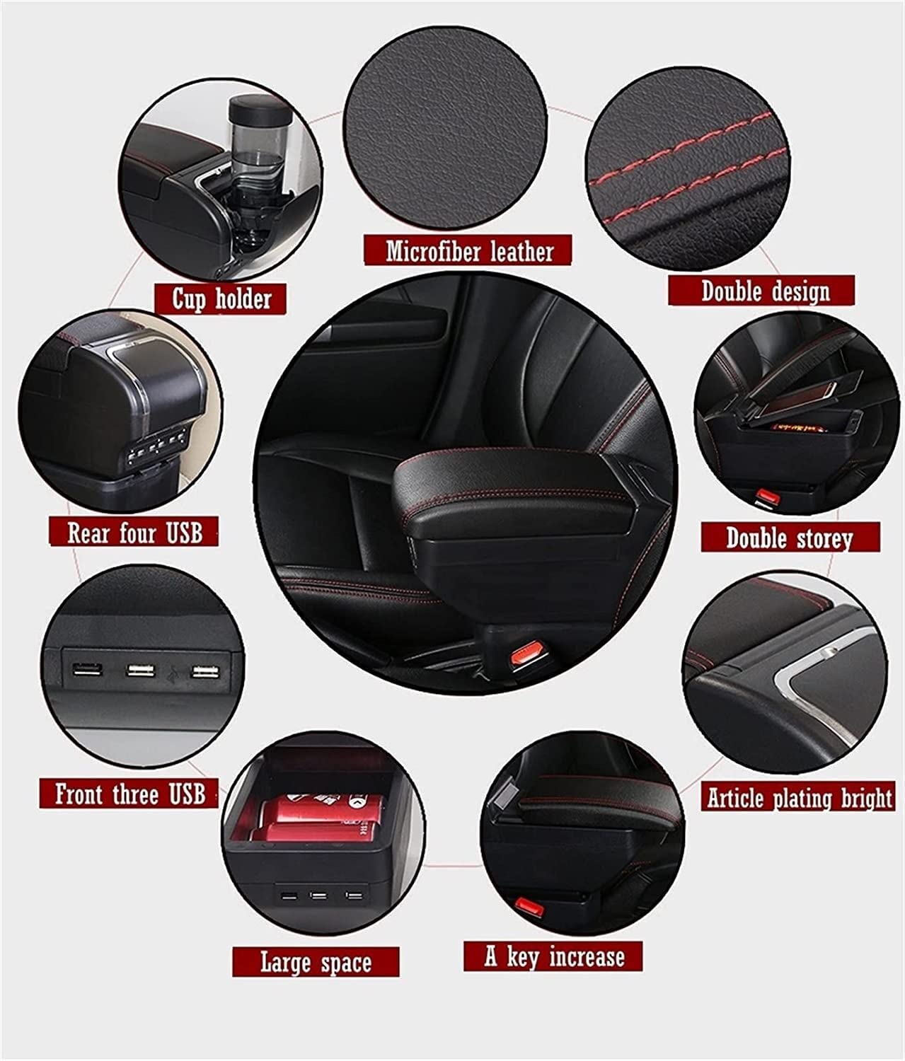 para Opel para Astra Reposabrazos Caja Giratoria Coche Central Apoyabrazos Caja De Almacenamiento Cenicero Portavasos Decoración Reposabrazos De Coche Accesorios