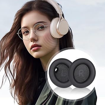 Aiivioll Replacement Ear Pads for Anker Space One Headphones, Protein Leather & Memory Foam Ear Pads Cover Cushions(Black)