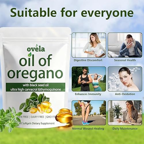 Miniatura 6 de Aceite de orégano, aceite de orégano con aceite de semilla negra, 180 unidades  Formulado 2 en 1, conserva carvacrol y timoquinona de alta