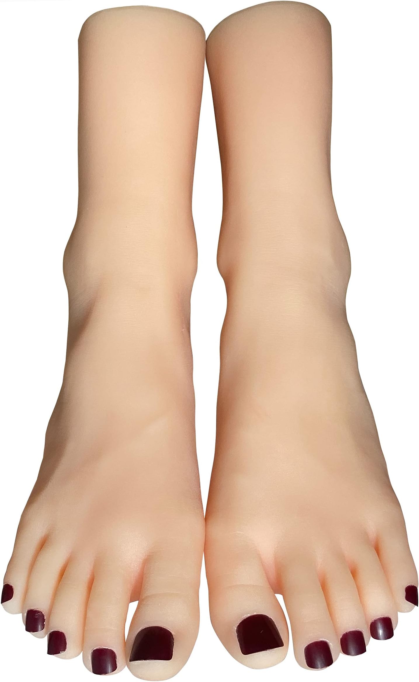 linmin 1 Pair of Silicone Realistic Female Model feet with The Same Size as The Actual Size, Used to Display Accessories, Display Stands for Shoes, Artwork Sketches, Jewelry, etc. (red)