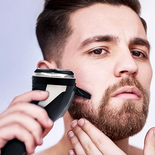 Miniatura 6 de Hatteker Máquina de afeitar eléctrica rotatoria para hombre, recortadora de barba inalámbrica, resistente al agua