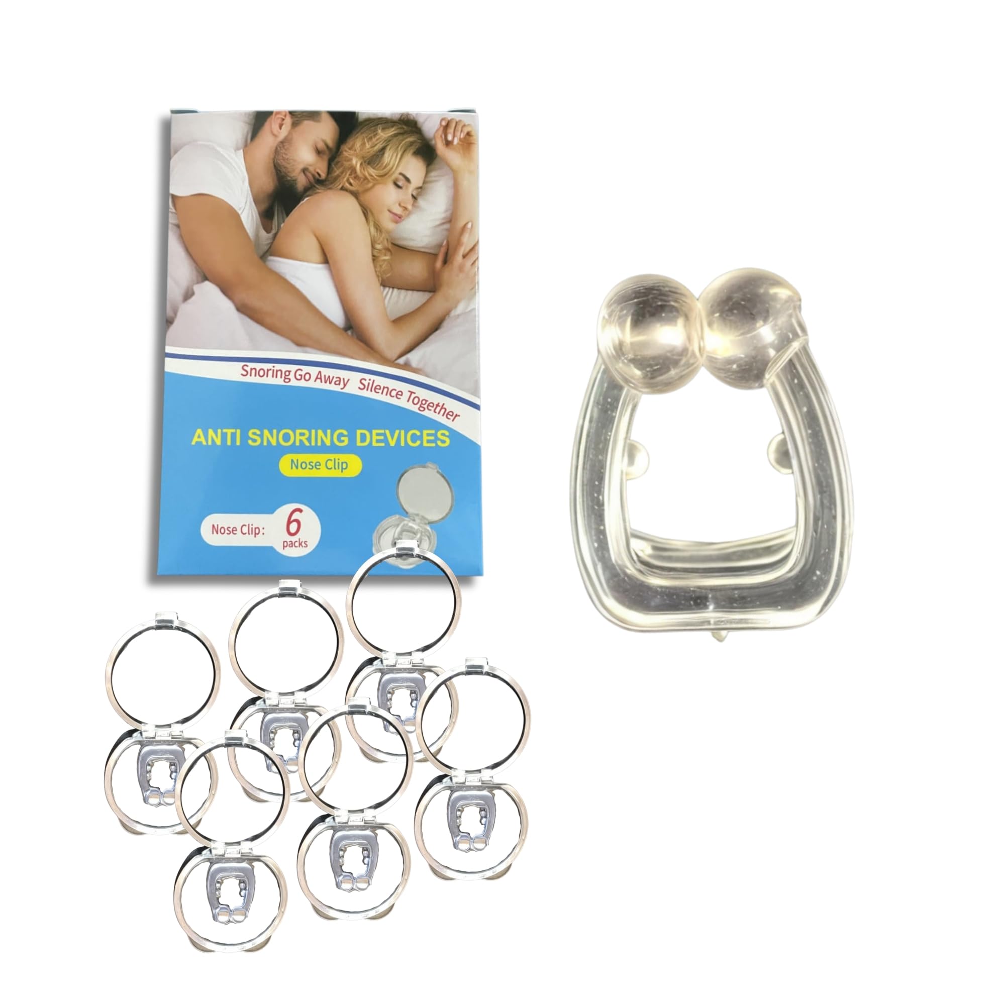 Anti Snoring Devices (6 Pack), Silicone Magnetic Nose Clip Snore Stopper, Comfortable Anti Snoring Solution for Men and Women